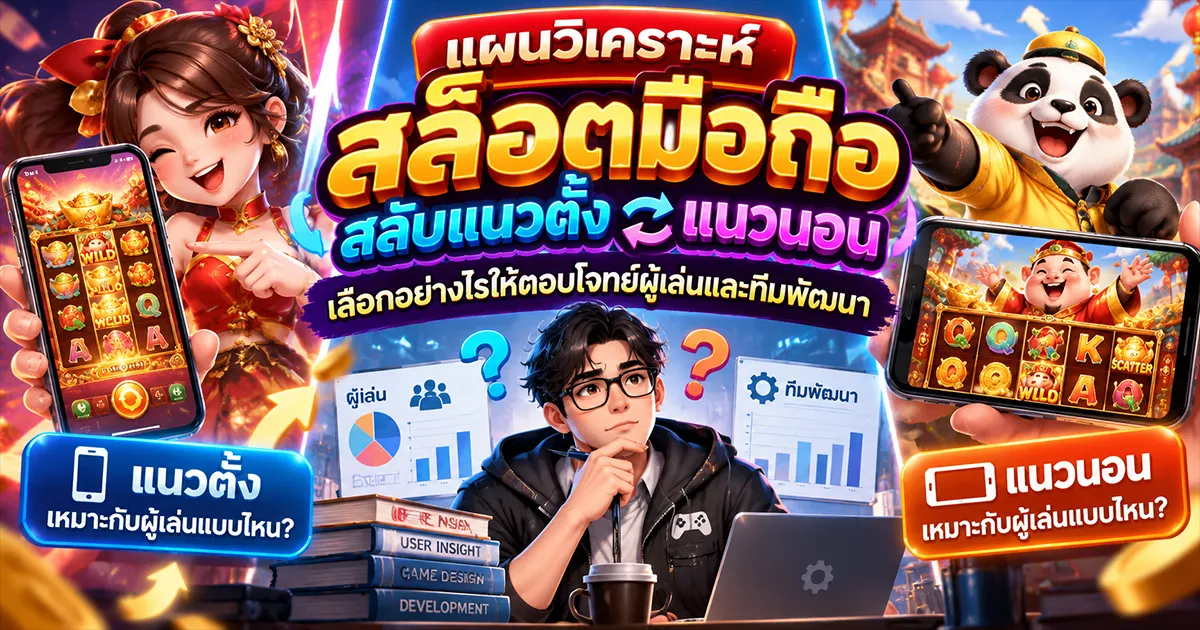 แผนวิเคราะห์ สล็อตมือถือสลับแนวตั้งแนวนอน เลือกอย่างไรให้ตอบโจทย์ผู้เล่นและทีมพัฒนา